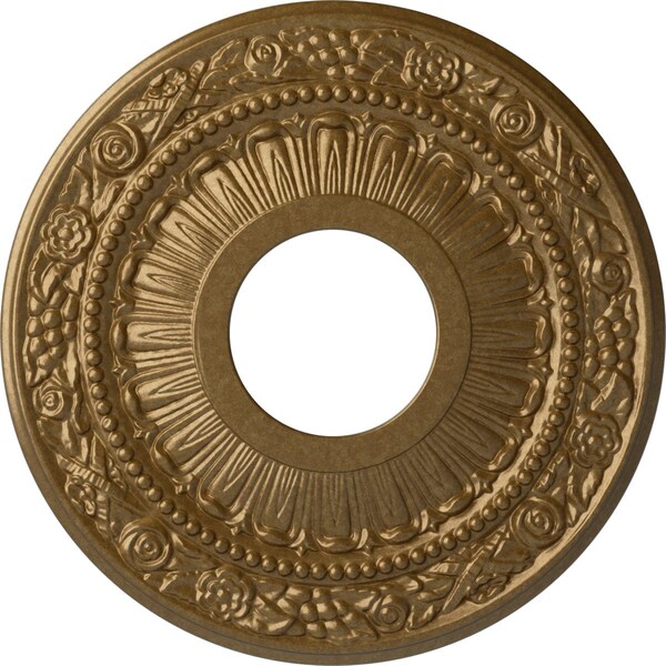 Ekena Millwork Nadia Ceiling Medallion (Fits Canopies up to 4 7/8"), 12 1/8"OD x 3 5/8"ID x 7/8"P, Pale Gold CM12NAPAS - main